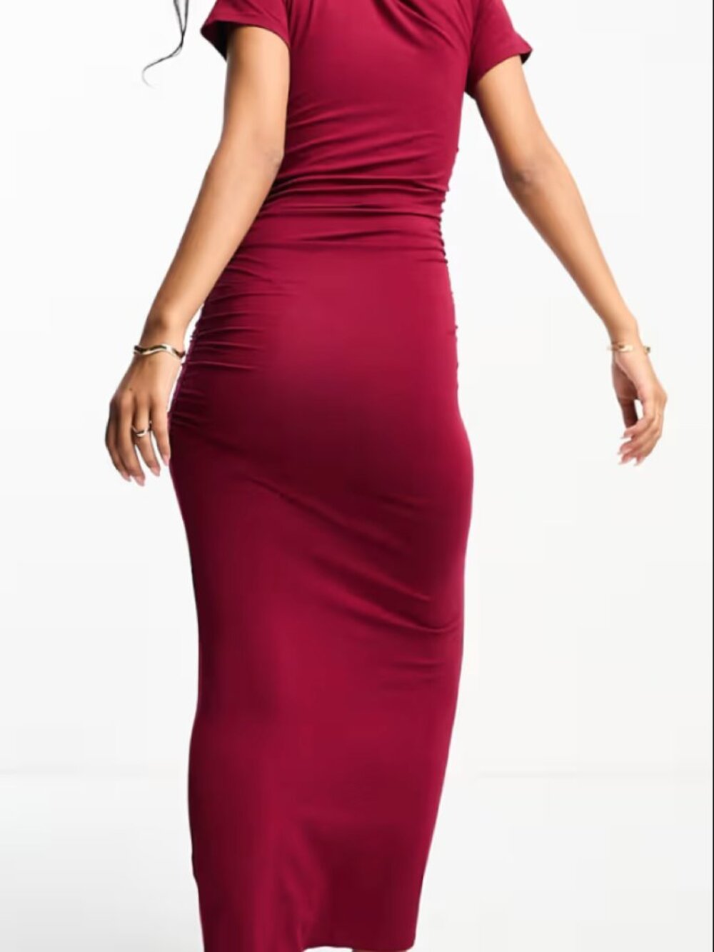 NWT ASOS Design Raspberry Red Ruched Draped Maxi Dress US 6 - Picture 9 of 9